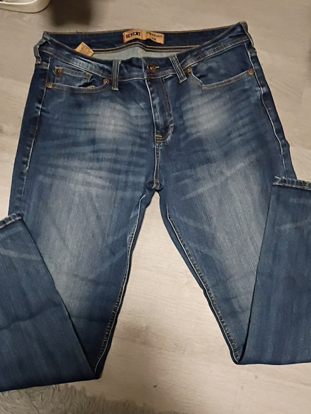 7 For All Mankind Straight Men's Jeans in Washed Blue Denim